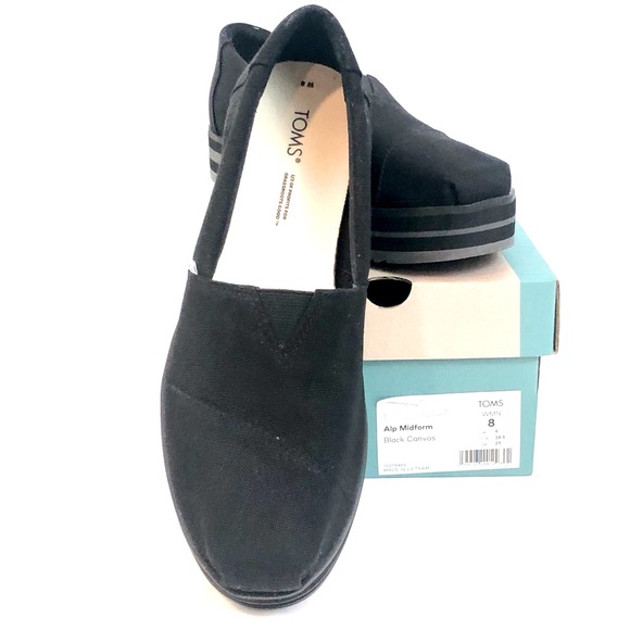 Toms Black Alp Midform Canvas Shoes - Picture 2 of 16